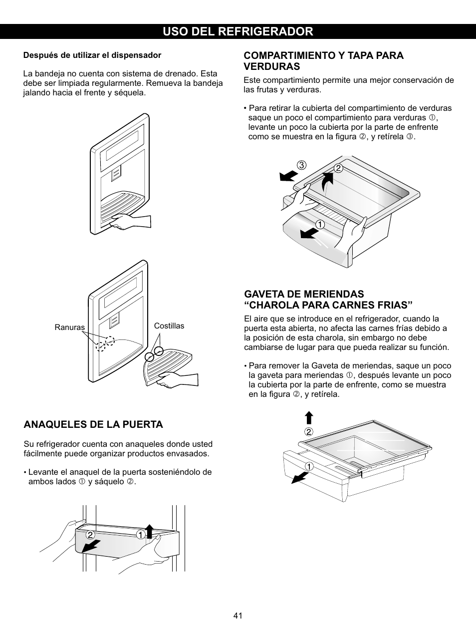 Refrigerator installation, Uso del refrigerador | LG LSC27910SB User Manual | Page 41 / 55