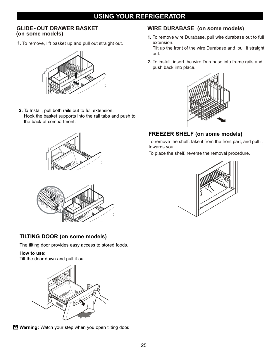 Using your refrigerator | LG LDN22735SW User Manual | Page 25 / 36