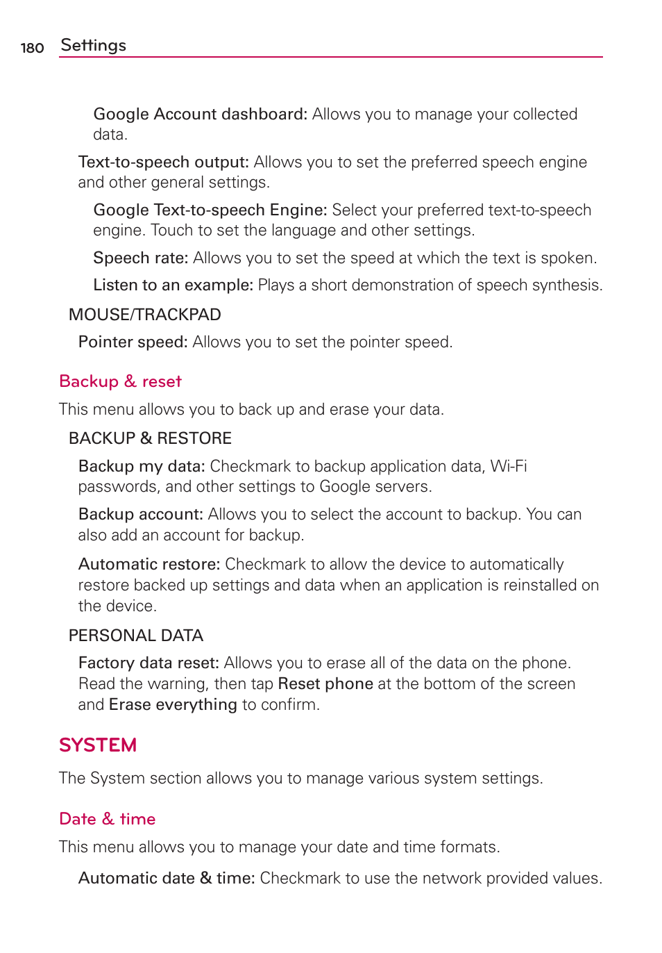 LG VS930 User Manual | Page 182 / 198