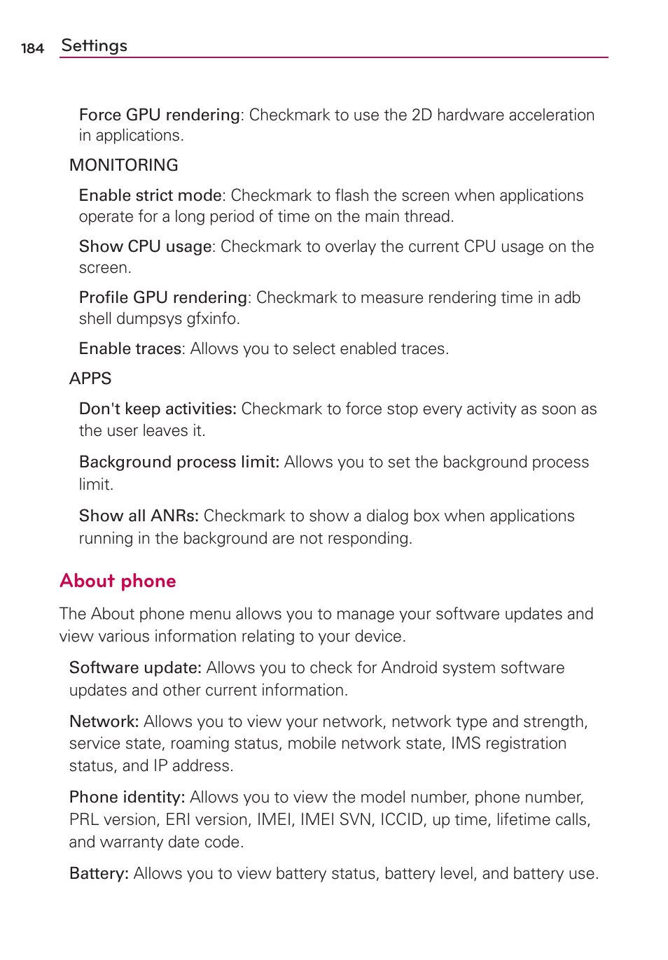 About phone | LG VS930 User Manual | Page 186 / 198
