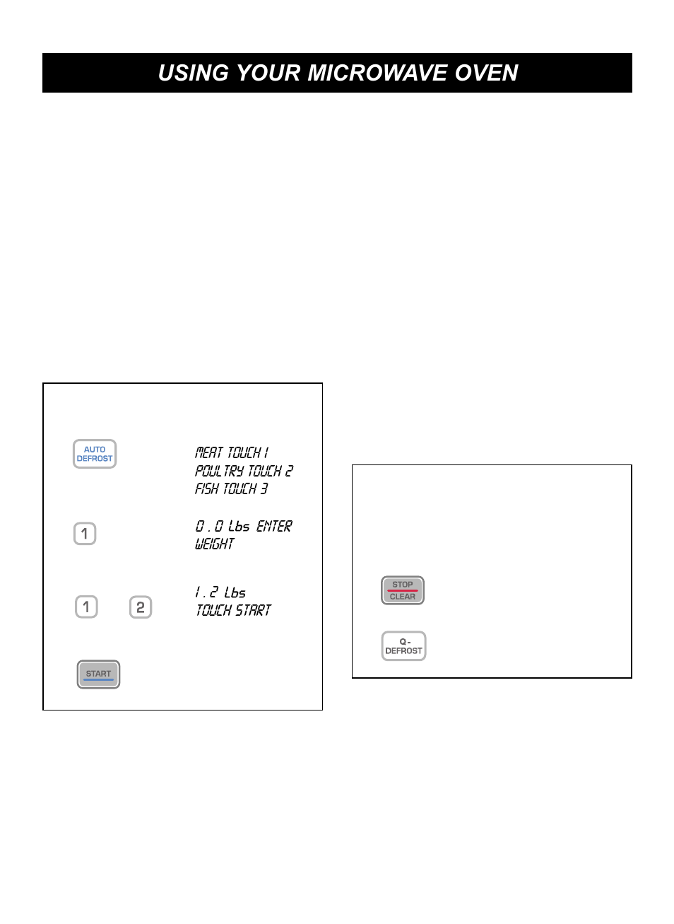 Using your microwave oven, Auto defrost, Q defrost | LG LCRM1240SW User Manual | Page 16 / 31