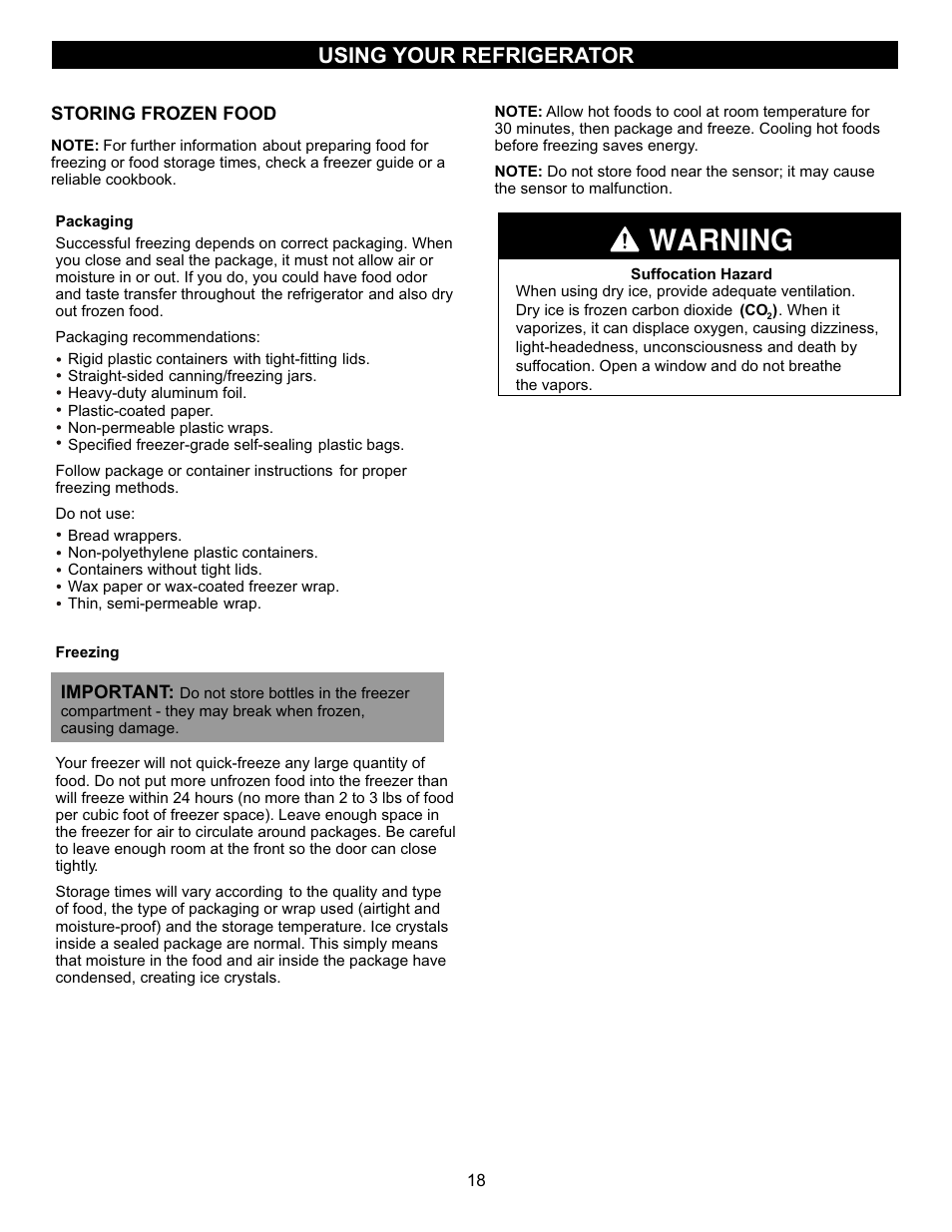Warning, Using your refrigerator | LG LFC23760ST User Manual | Page 17 / 33
