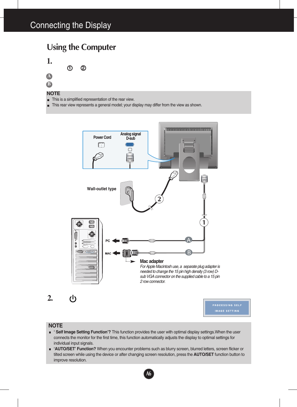 Connecting the display, Using the computer | LG T1910B-BN User Manual | Page 7 / 26