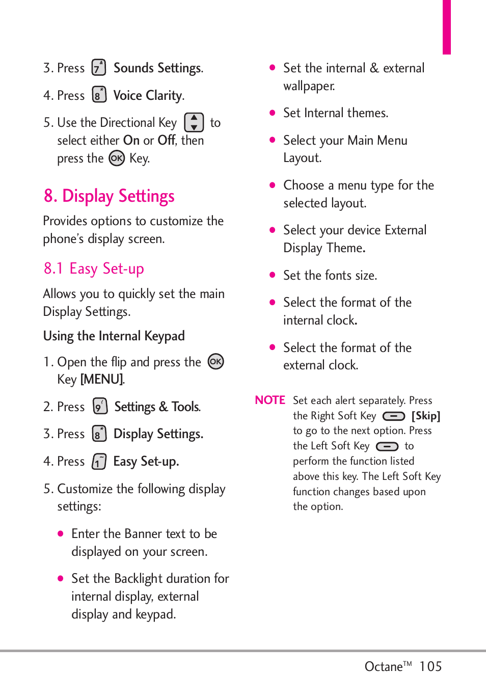 Display settings, 1 easy set-up | LG Octane VN530 User Manual | Page 107 / 345