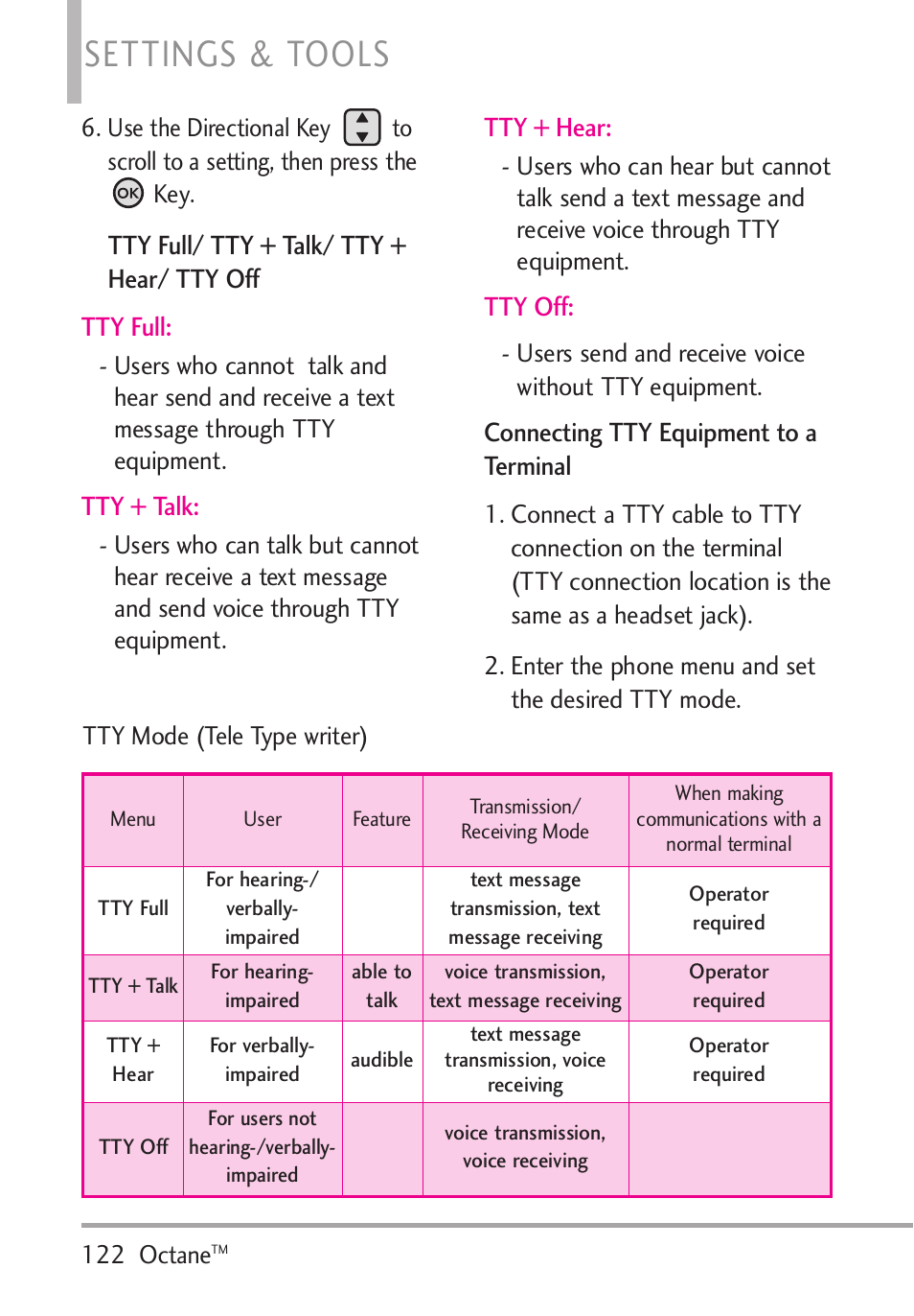 Settings & tools | LG Octane VN530 User Manual | Page 124 / 345