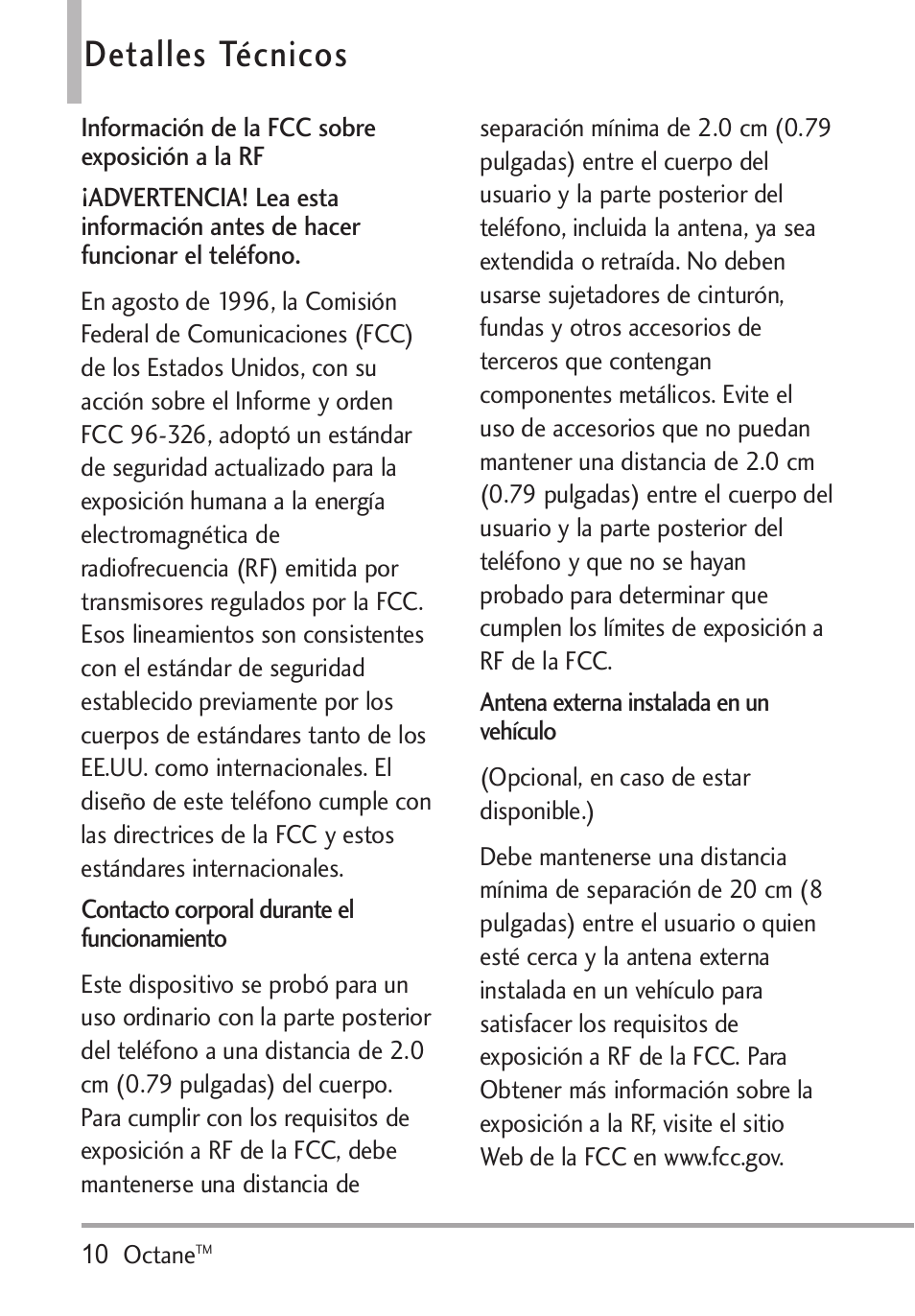 Detalles técnicos | LG Octane VN530 User Manual | Page 176 / 345