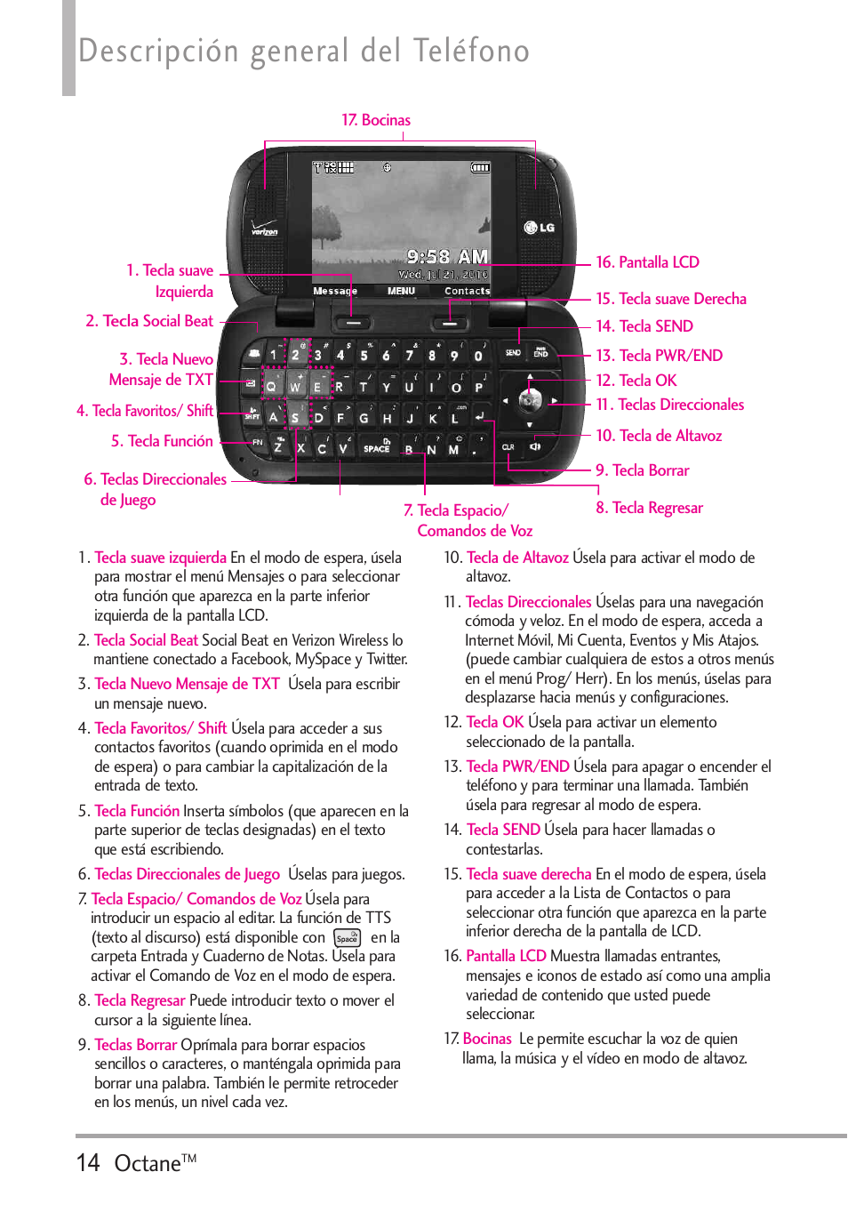 Descripción general del teléfono, 14 octane | LG Octane VN530 User Manual | Page 180 / 345