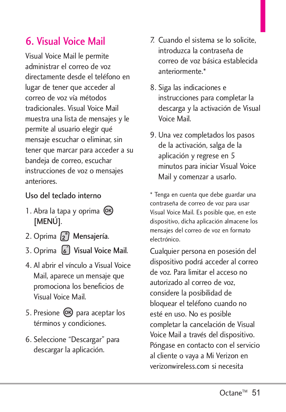 Visual voice mail | LG Octane VN530 User Manual | Page 217 / 345