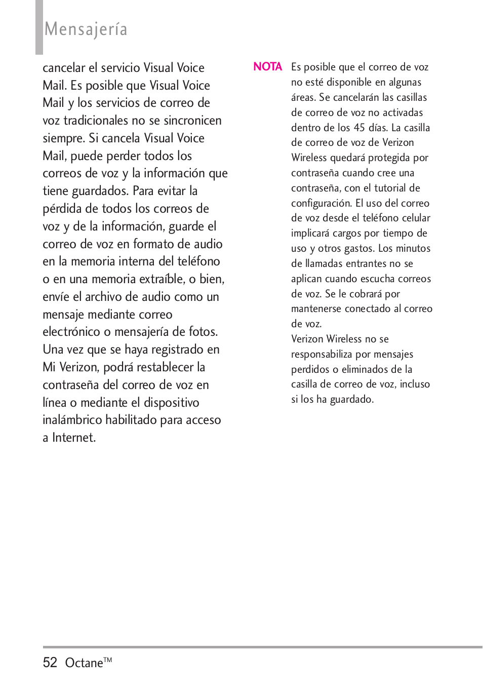 Mensajería | LG Octane VN530 User Manual | Page 218 / 345