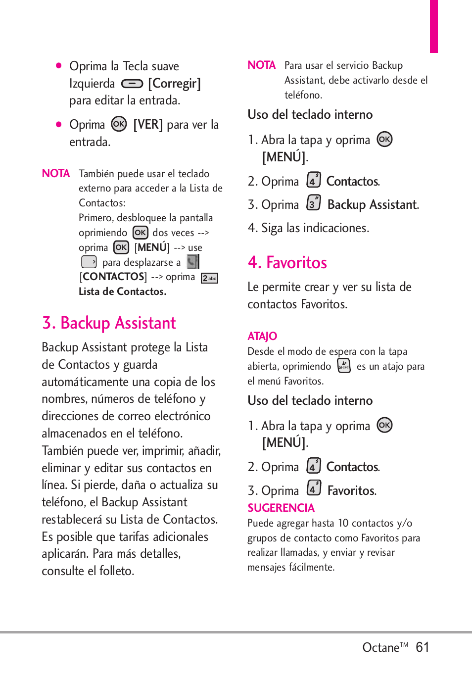 Backup assistant, Favoritos, Backup assistant 4. favoritos | LG Octane VN530 User Manual | Page 227 / 345