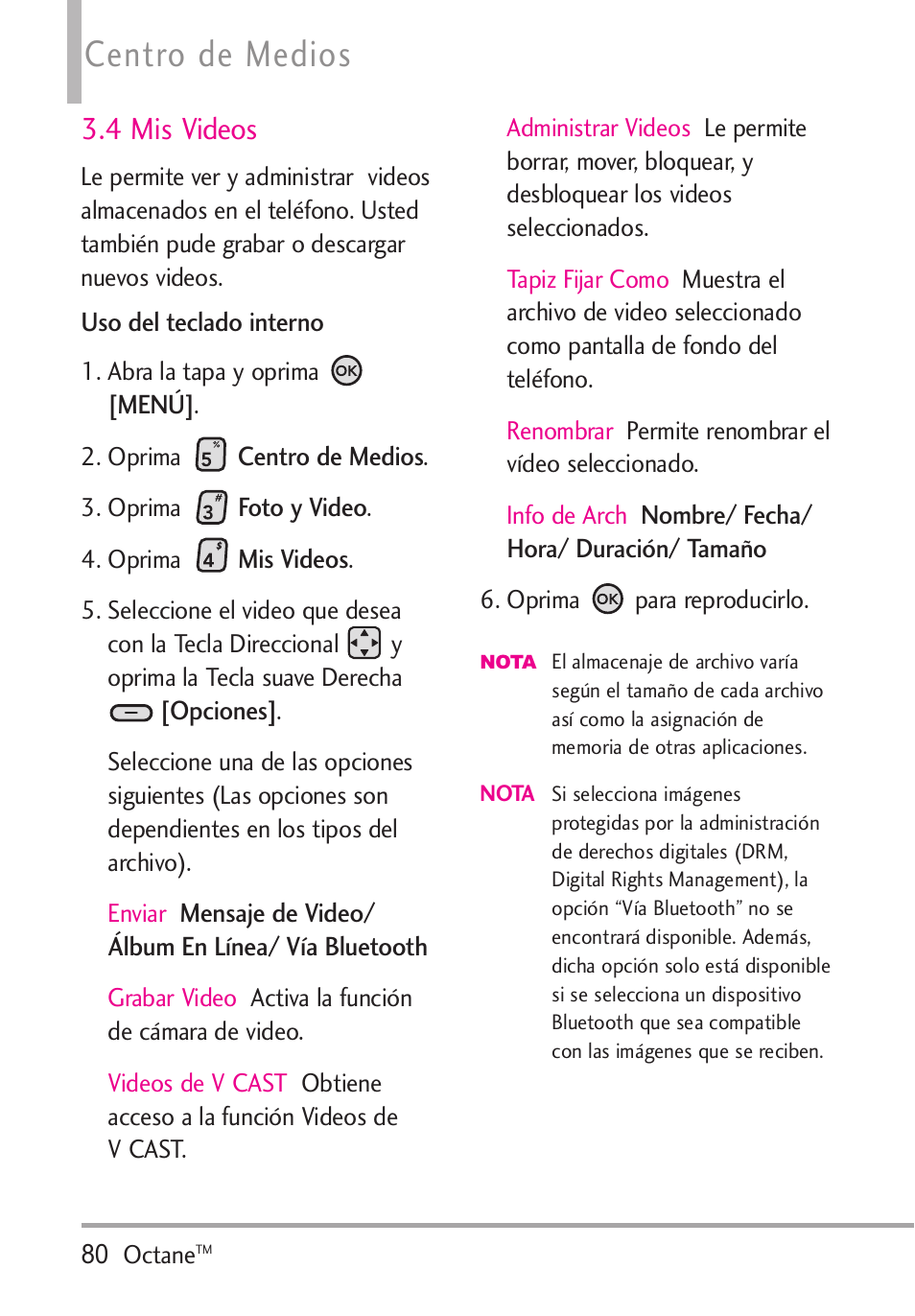 4 mis videos, Centro de medios | LG Octane VN530 User Manual | Page 246 / 345