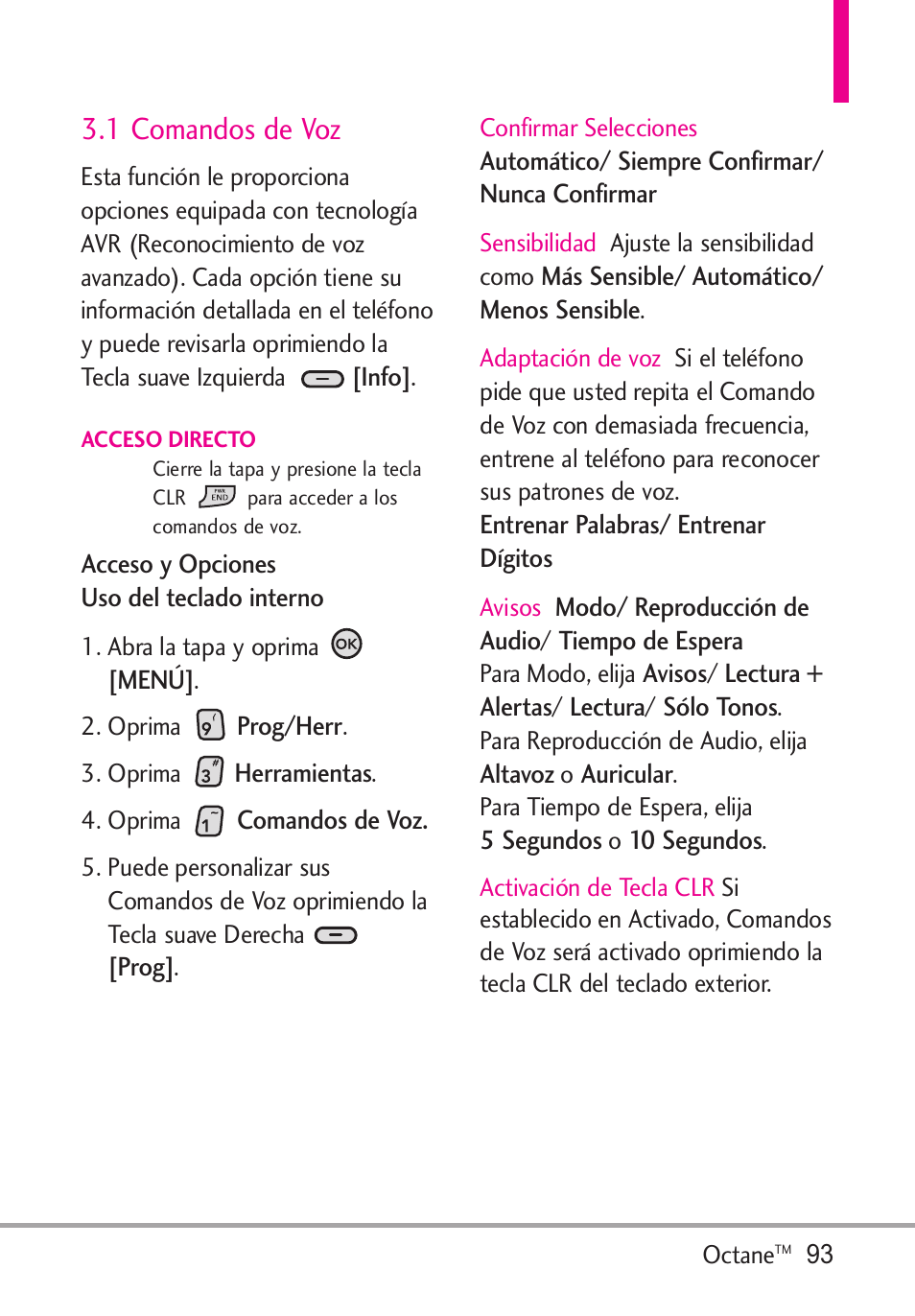 1 comandos de voz | LG Octane VN530 User Manual | Page 259 / 345