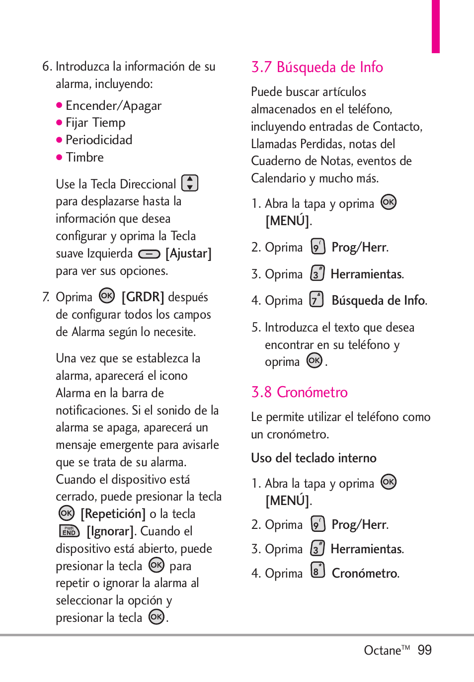 7 búsqueda de info, 8 cronómetro | LG Octane VN530 User Manual | Page 265 / 345