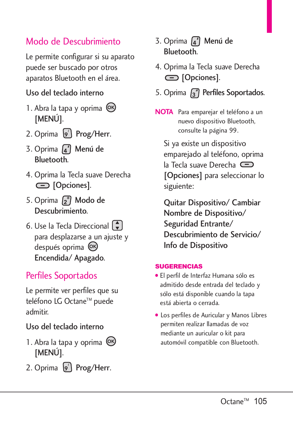 Modo de descubrimiento, Perfiles soportados | LG Octane VN530 User Manual | Page 271 / 345