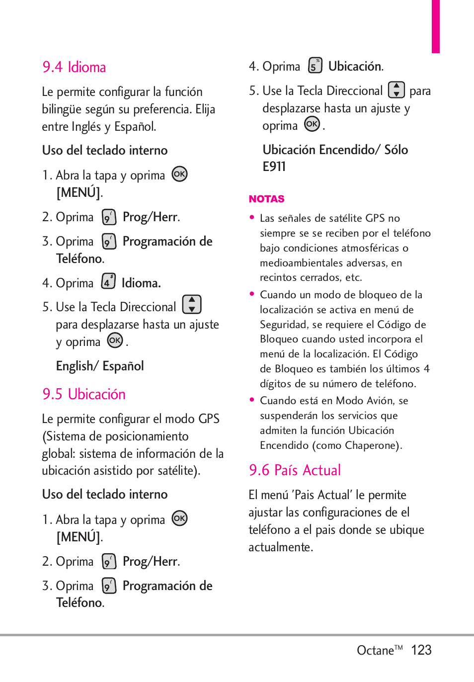 4 idioma, 5 ubicación, 6 país actual | LG Octane VN530 User Manual | Page 289 / 345