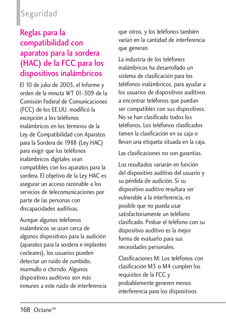Reglas para la compatibilida, Seguridad | LG Octane VN530 User Manual | Page 334 / 345