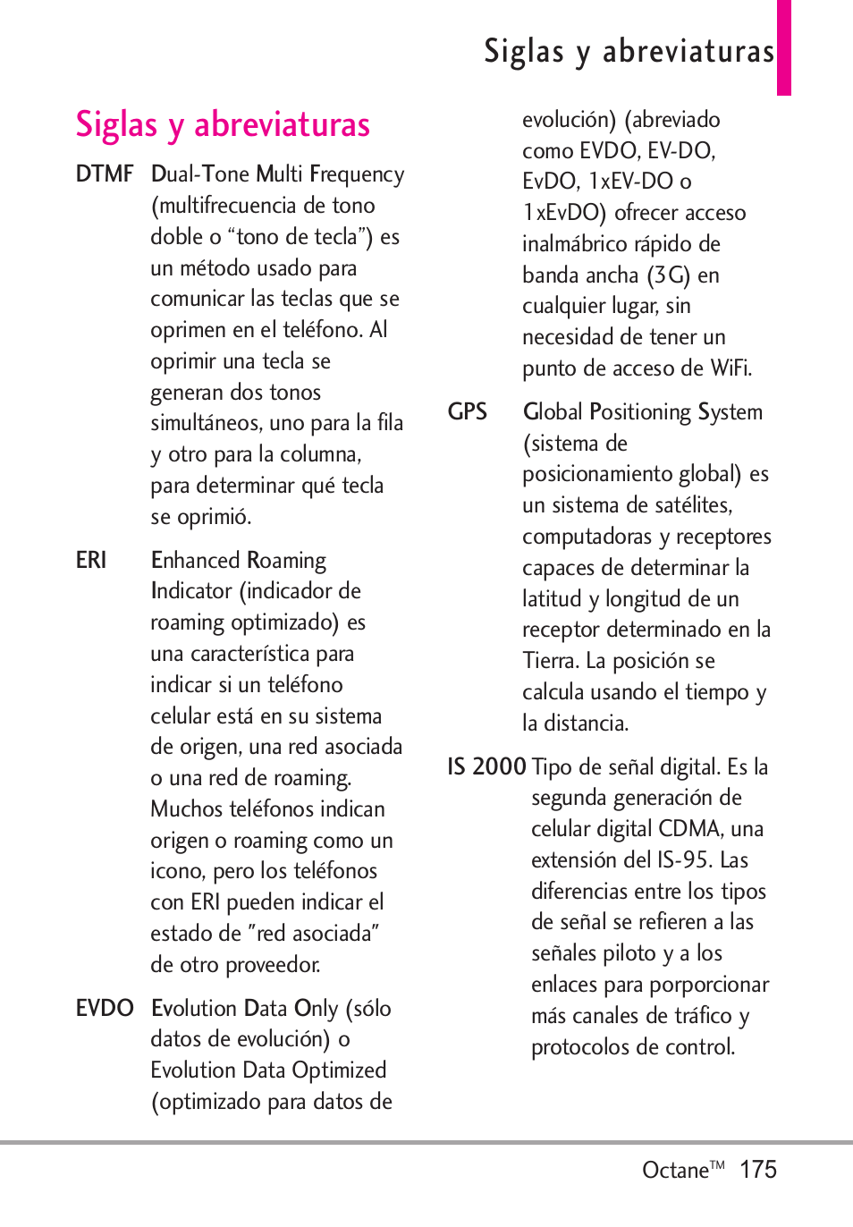 Siglas y abreviaturas | LG Octane VN530 User Manual | Page 341 / 345