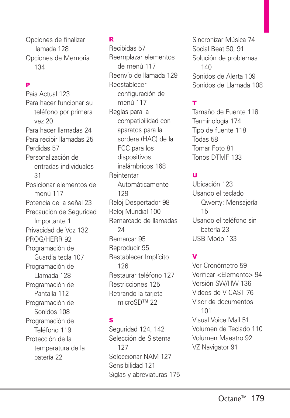 Octane | LG Octane VN530 User Manual | Page 345 / 345