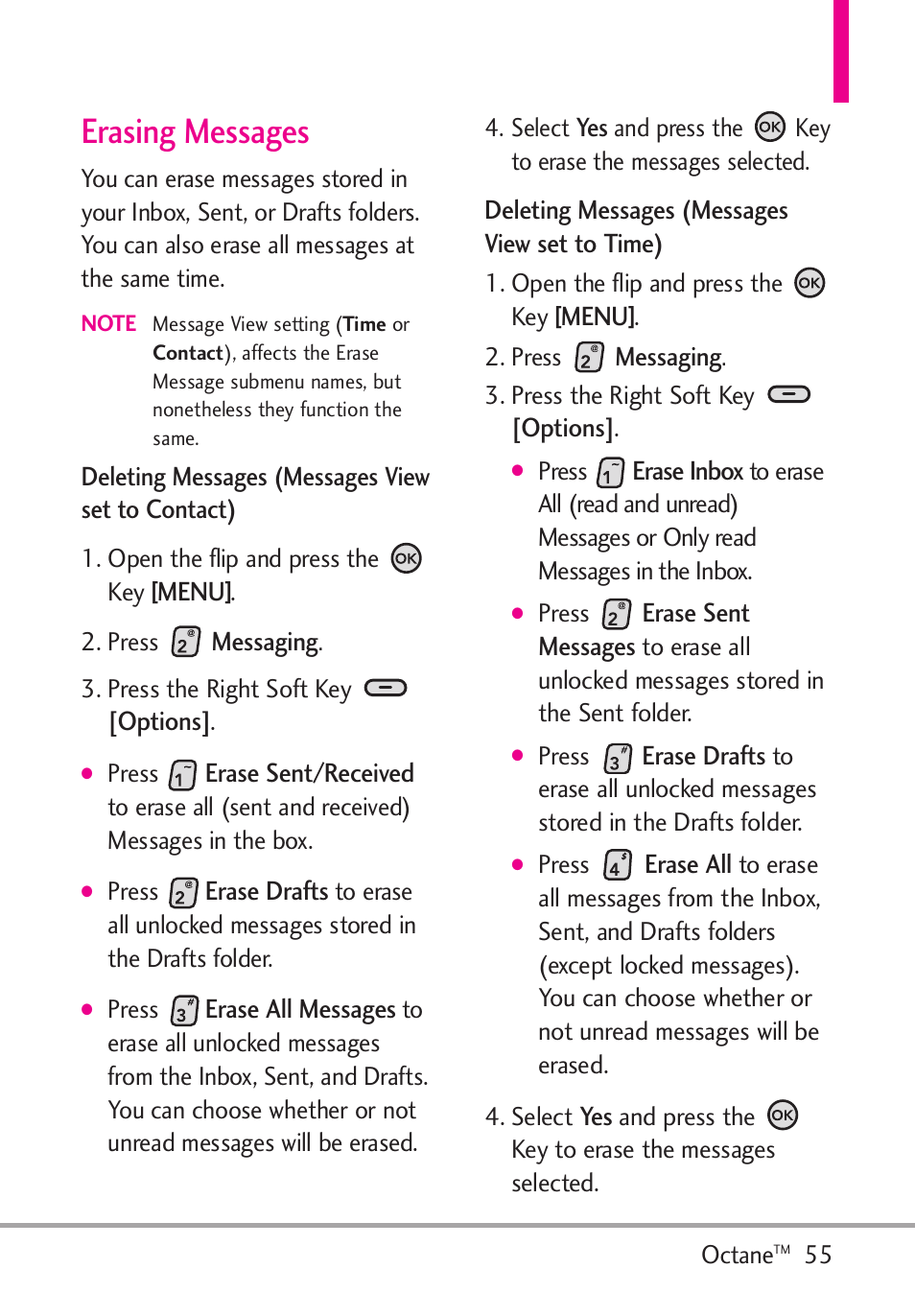 Erasing messages | LG Octane VN530 User Manual | Page 57 / 345