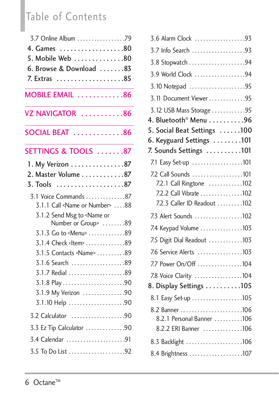 LG Octane VN530 User Manual | Page 8 / 345