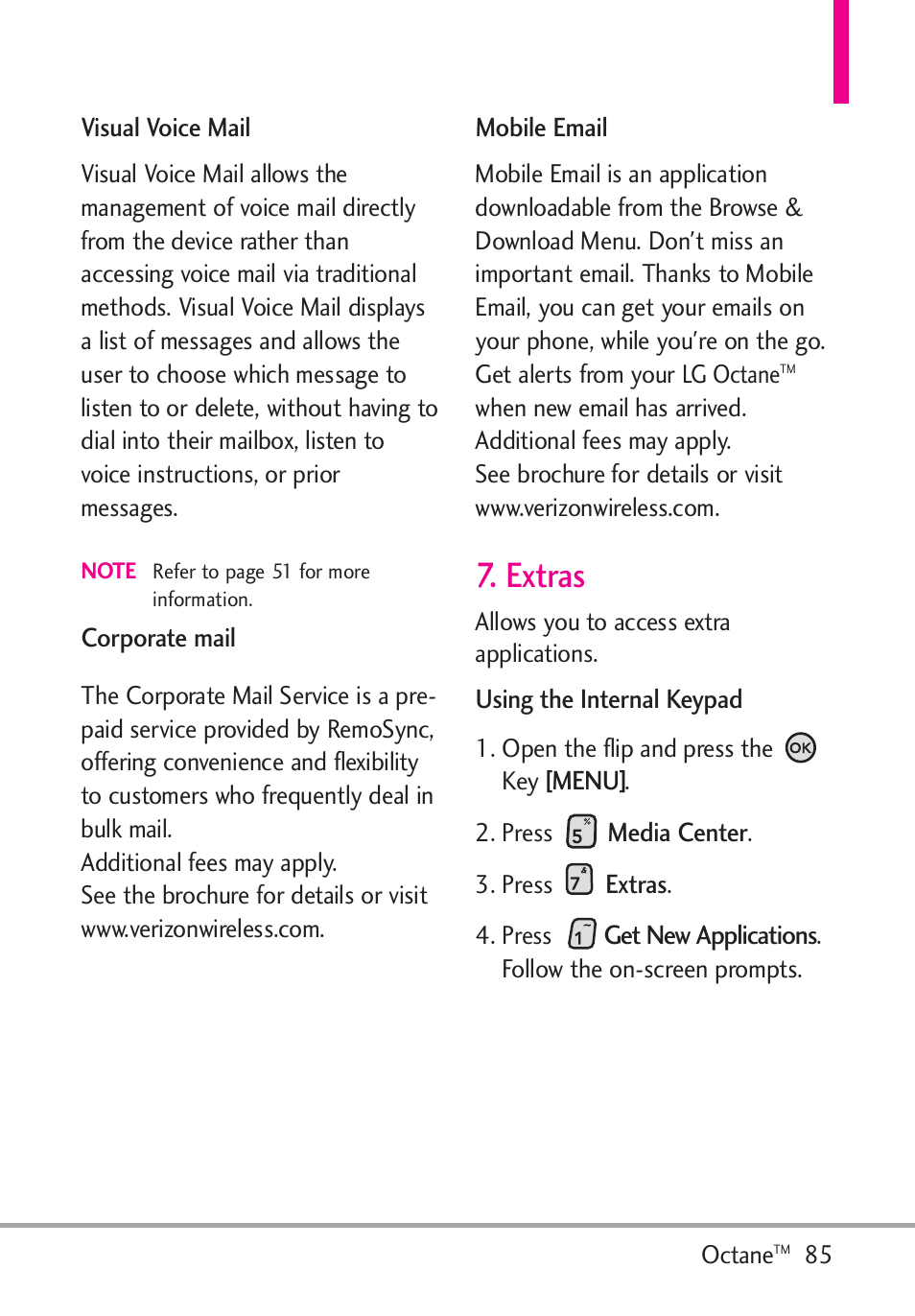 Extras | LG Octane VN530 User Manual | Page 87 / 345