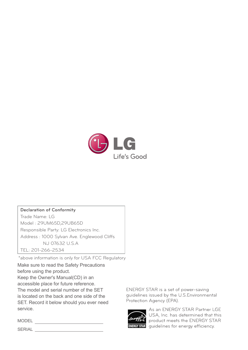 LG 29UM65-P User Manual | Page 37 / 37