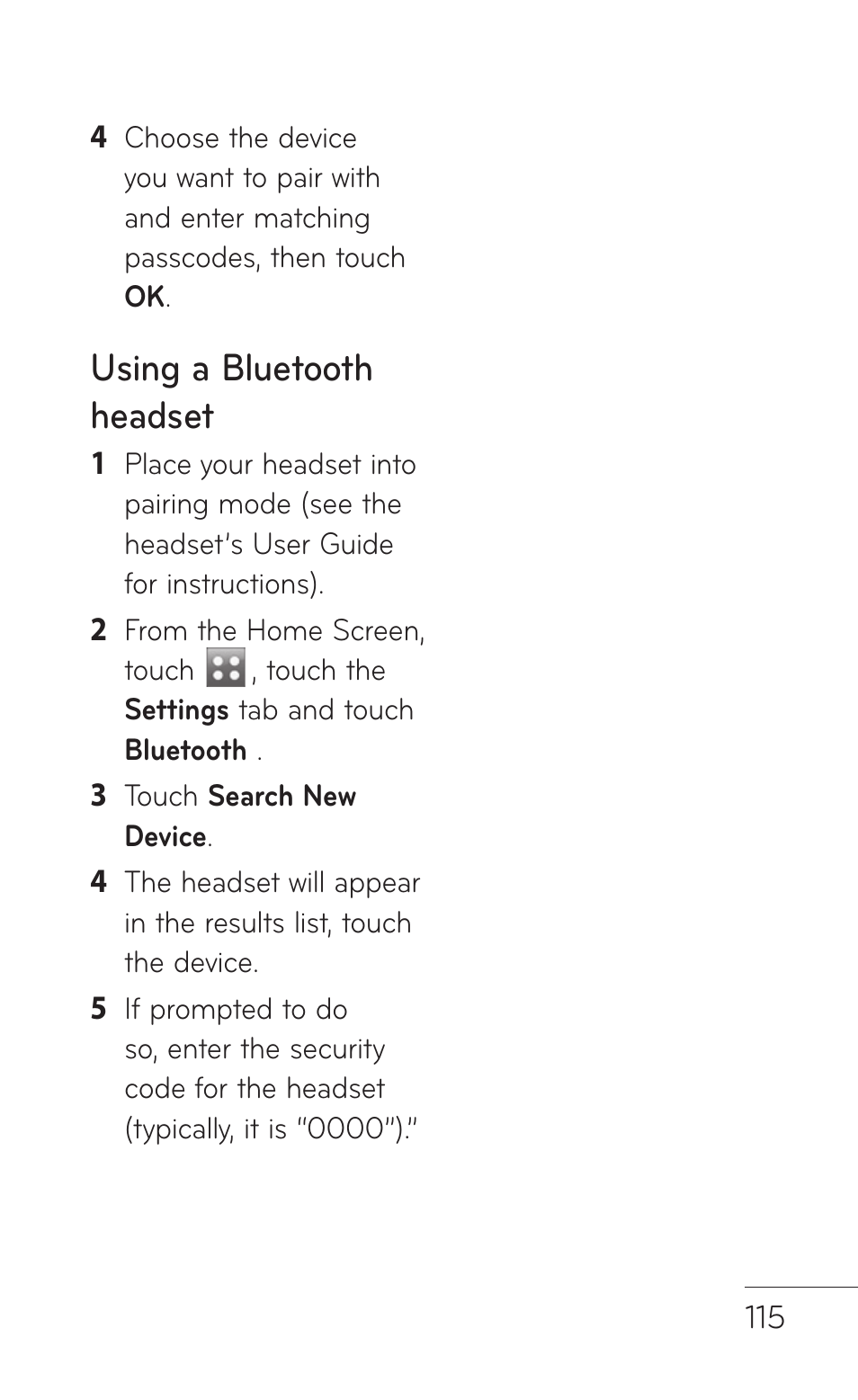 Using a bluetooth headset | LG GS505NV User Manual | Page 117 / 253