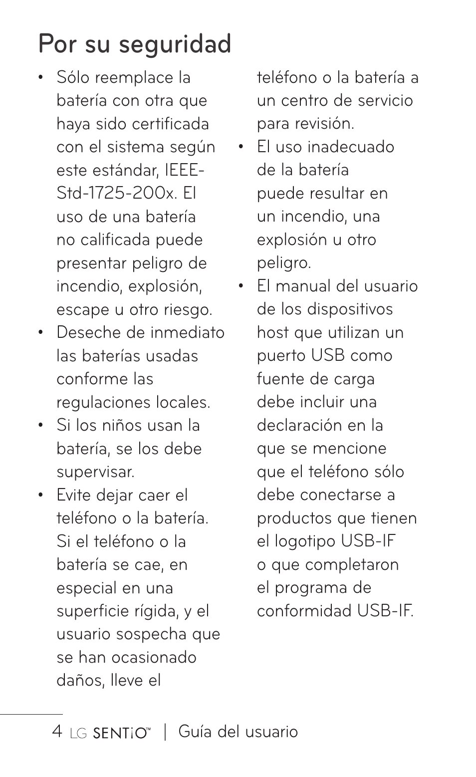 Por su seguridad | LG GS505NV User Manual | Page 125 / 253