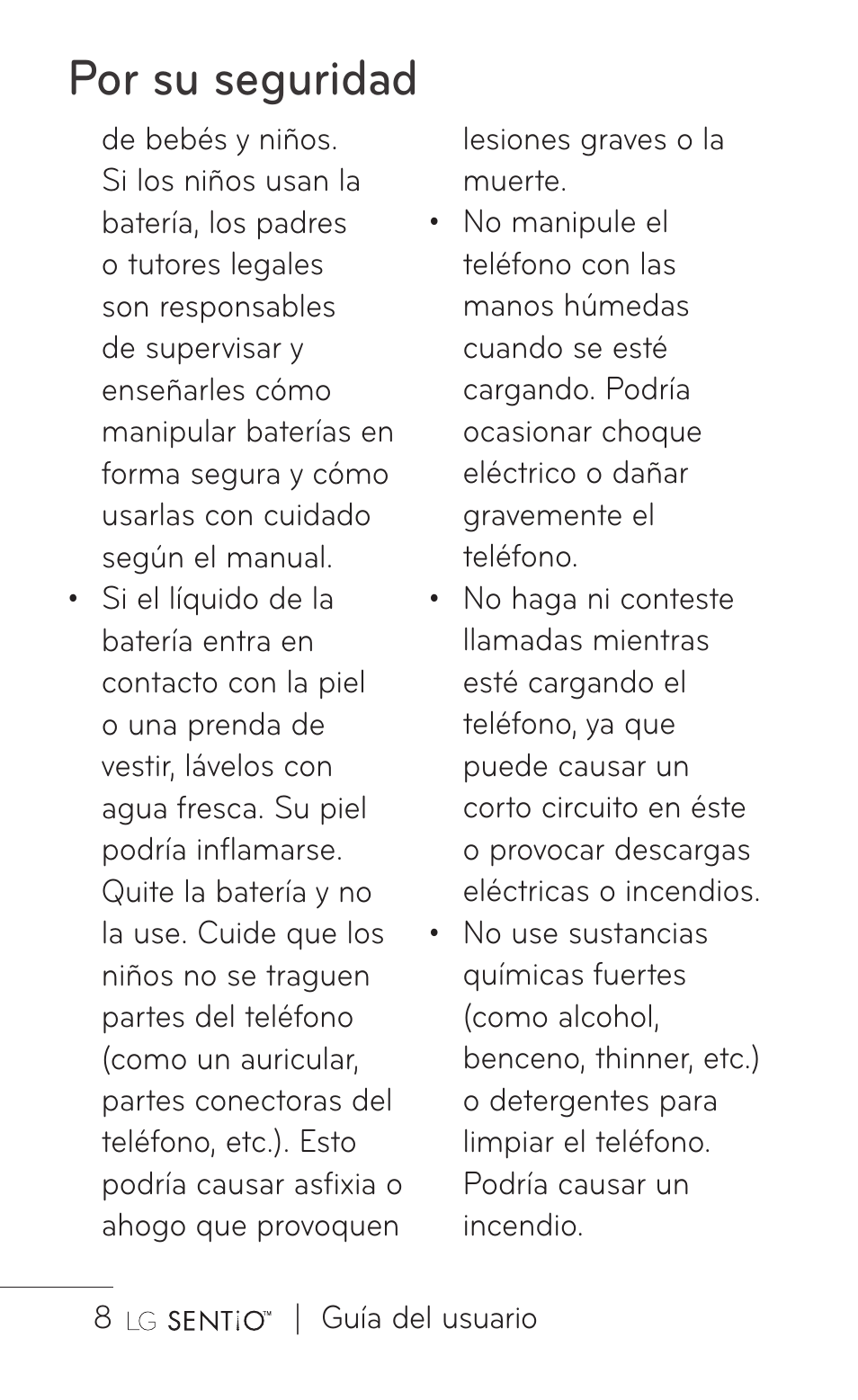 Por su seguridad | LG GS505NV User Manual | Page 129 / 253