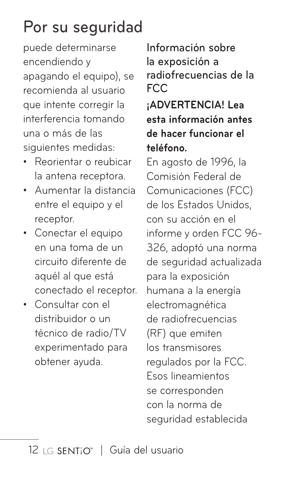Por su seguridad | LG GS505NV User Manual | Page 133 / 253