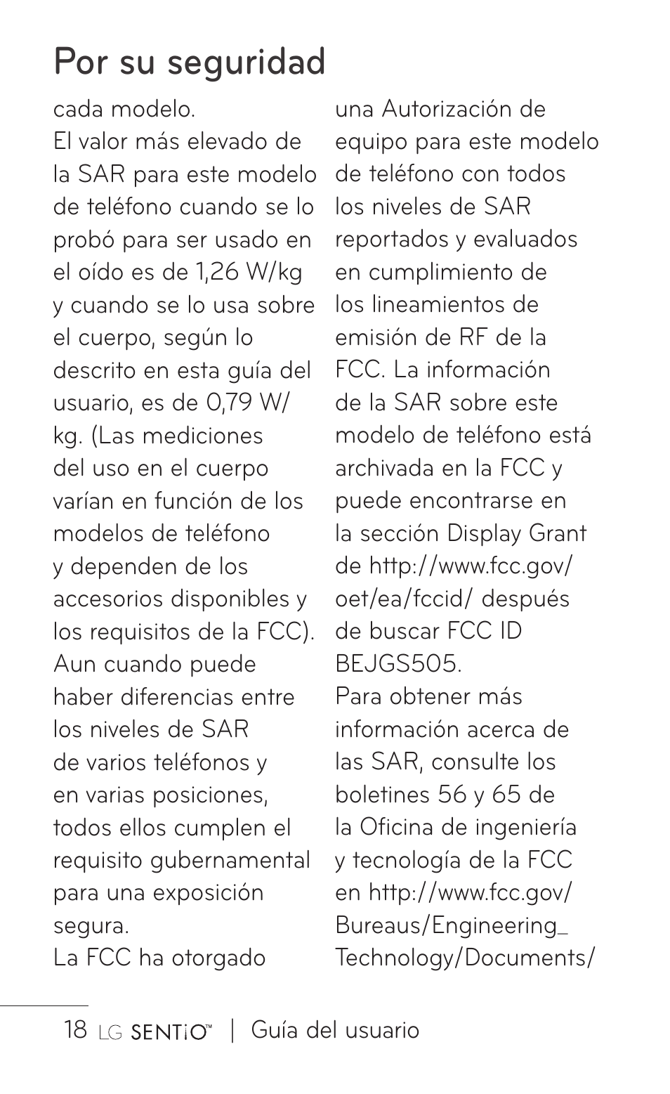 Por su seguridad | LG GS505NV User Manual | Page 139 / 253