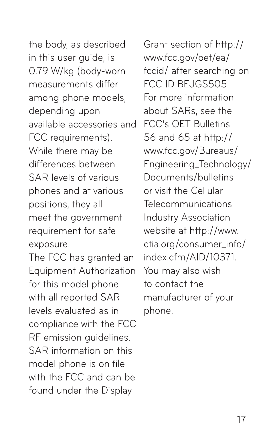LG GS505NV User Manual | Page 19 / 253