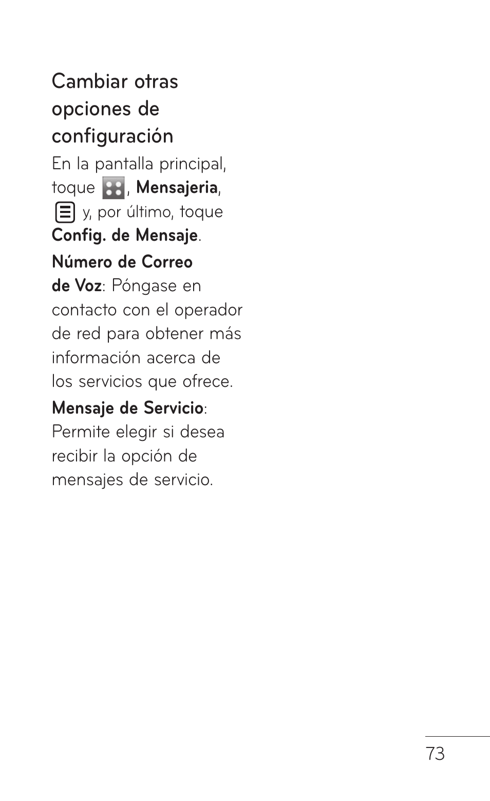 Cambiar otras opciones de configuración | LG GS505NV User Manual | Page 194 / 253