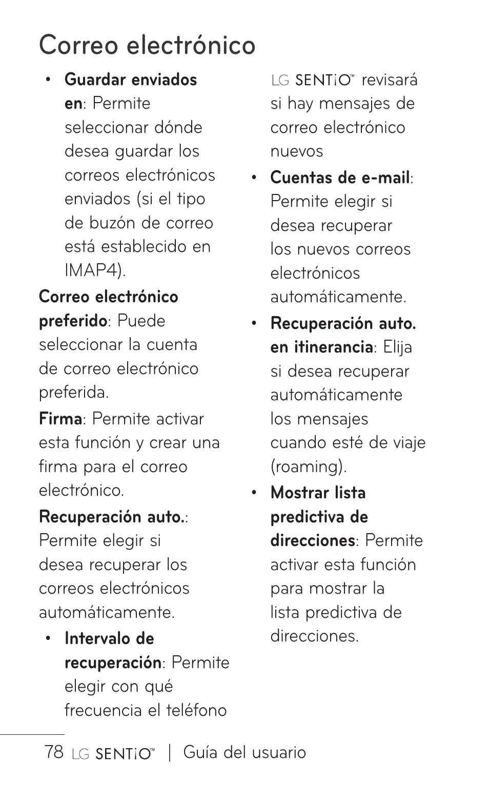 Correo electrónico | LG GS505NV User Manual | Page 199 / 253