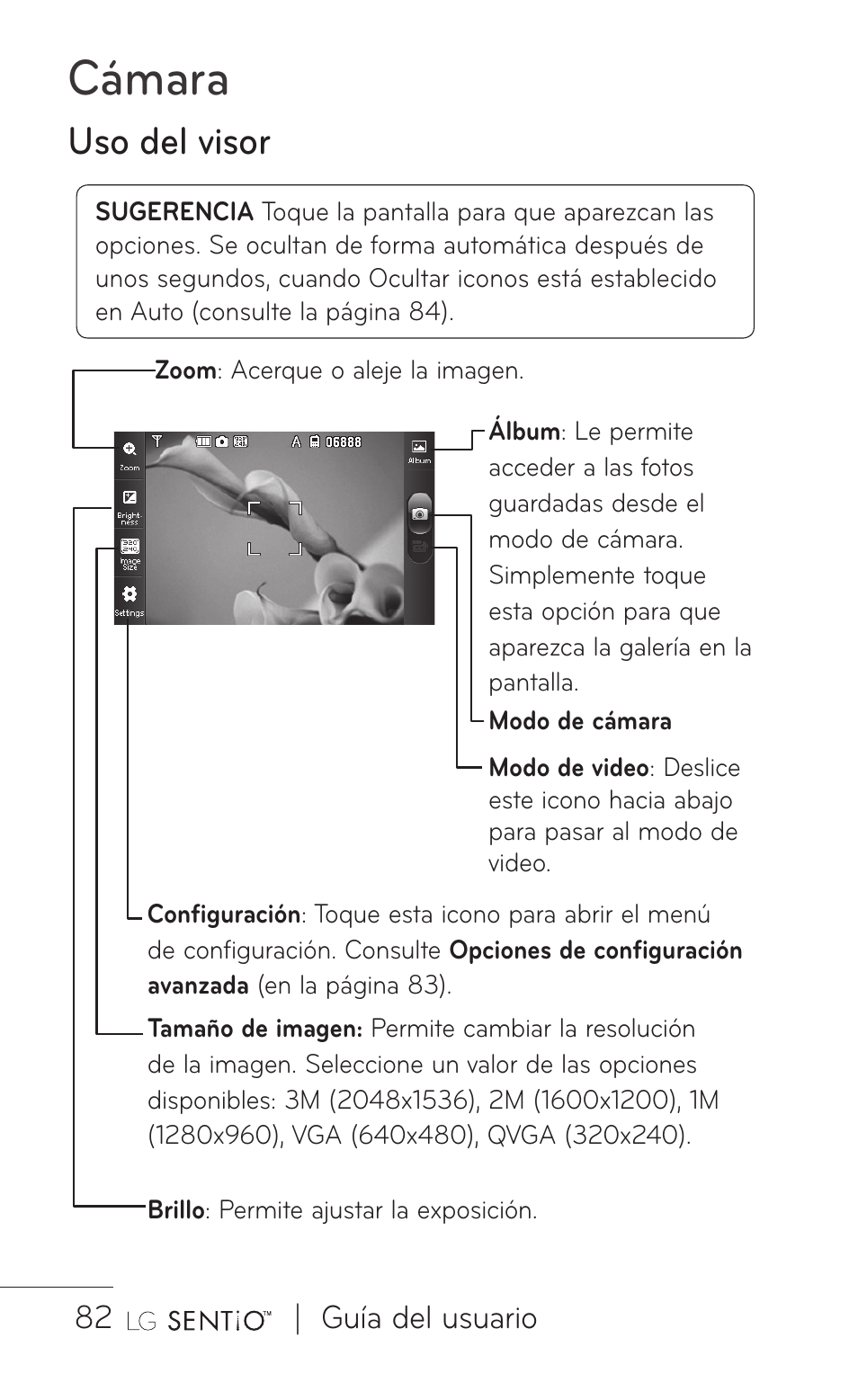 Cámara, Uso del visor | LG GS505NV User Manual | Page 203 / 253