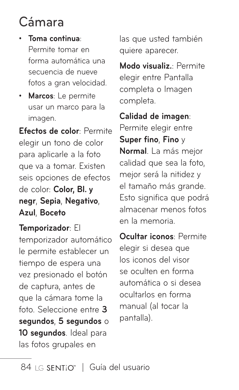 Cámara | LG GS505NV User Manual | Page 205 / 253