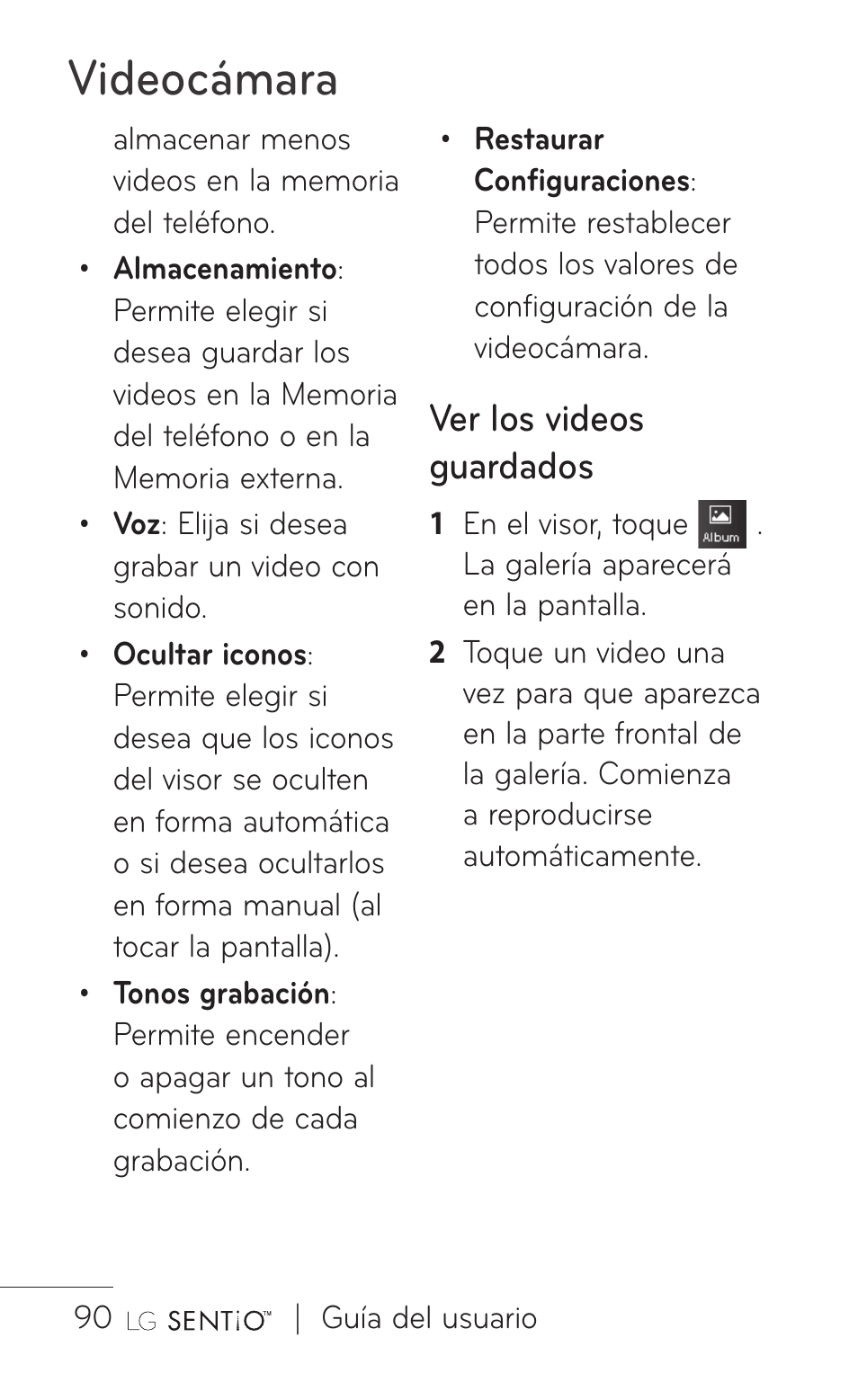 Videocámara, Ver los videos guardados | LG GS505NV User Manual | Page 211 / 253