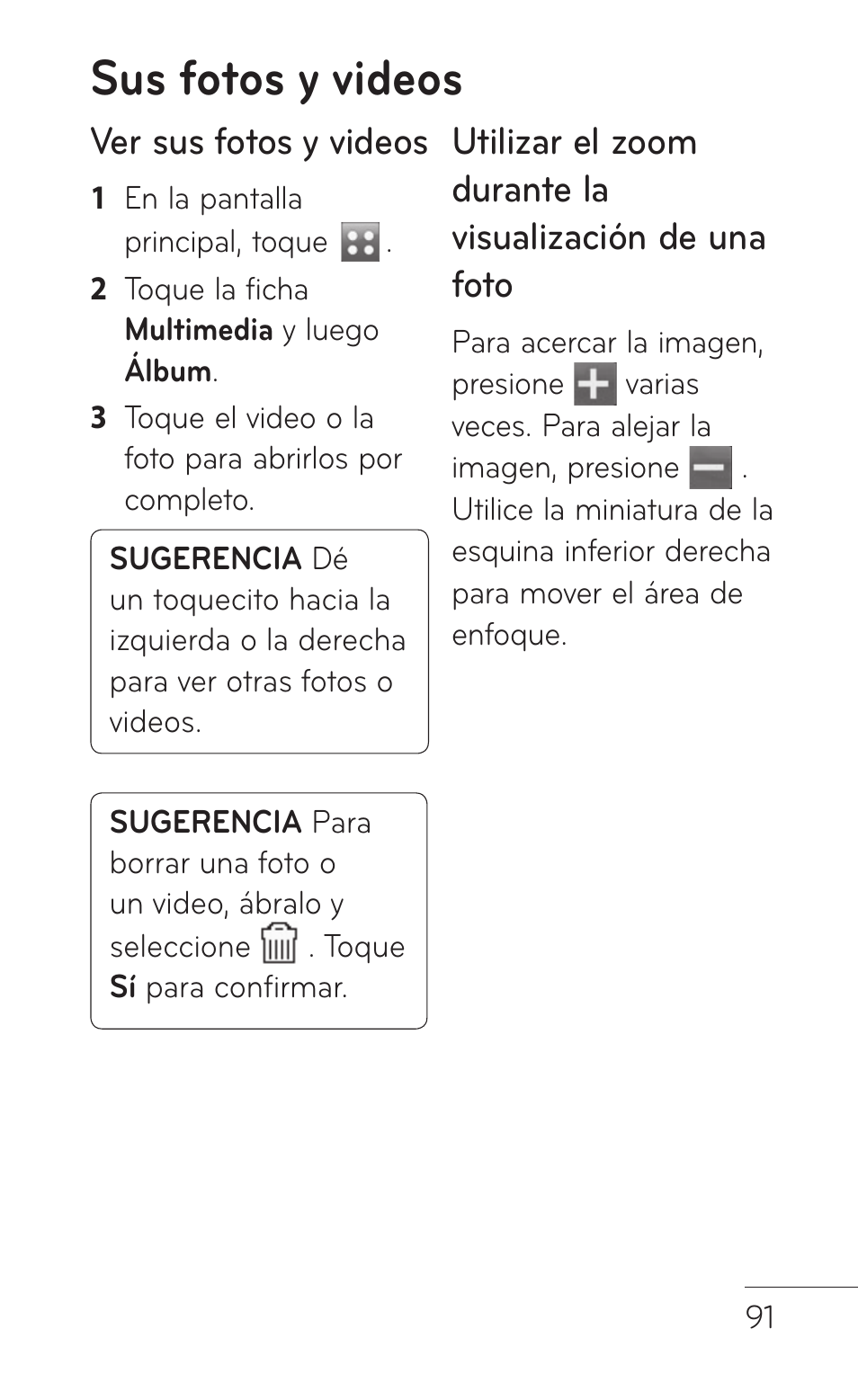 Sus fotos y videos, Ver sus fotos y videos | LG GS505NV User Manual | Page 212 / 253