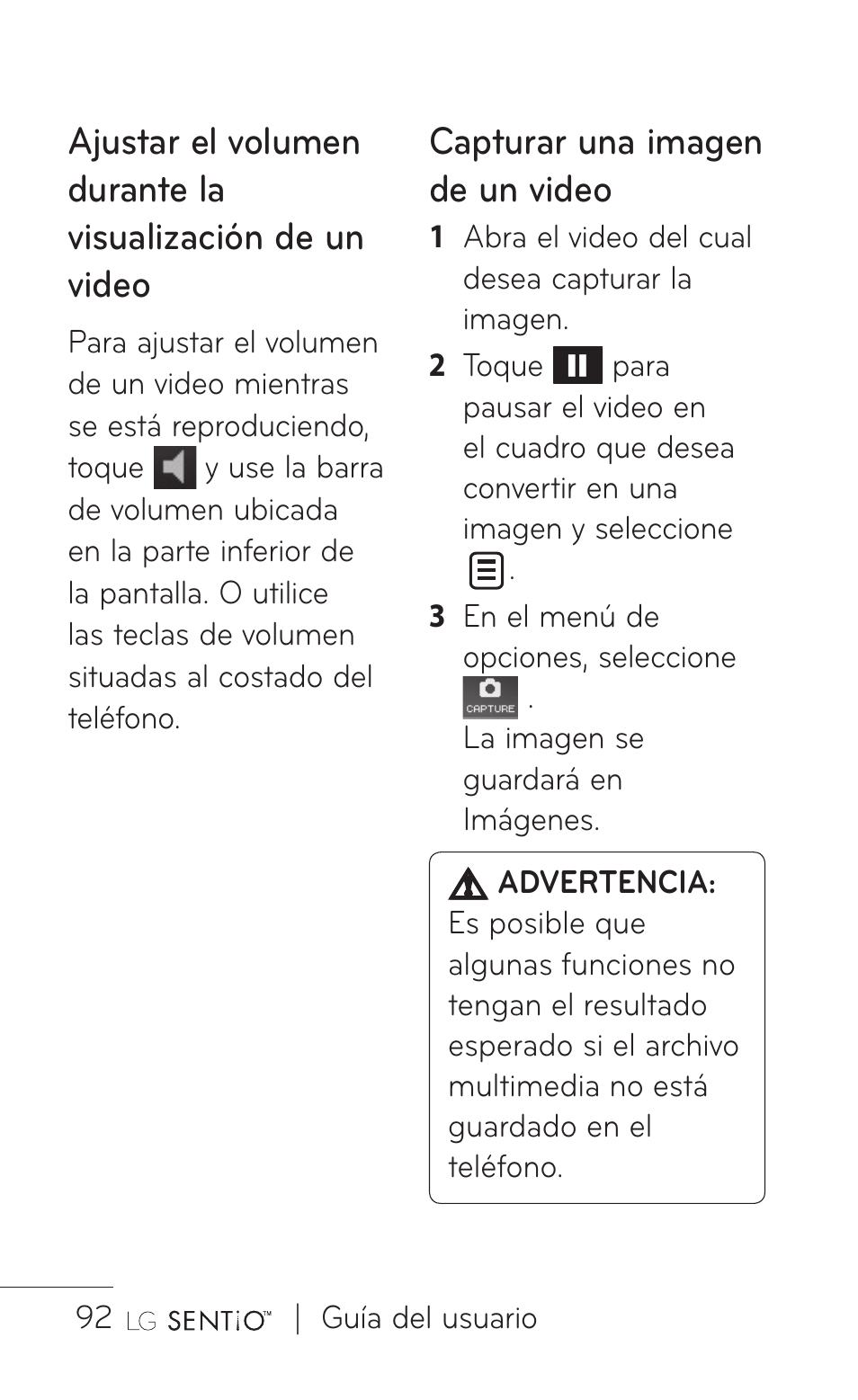 Capturar una imagen de un video | LG GS505NV User Manual | Page 213 / 253