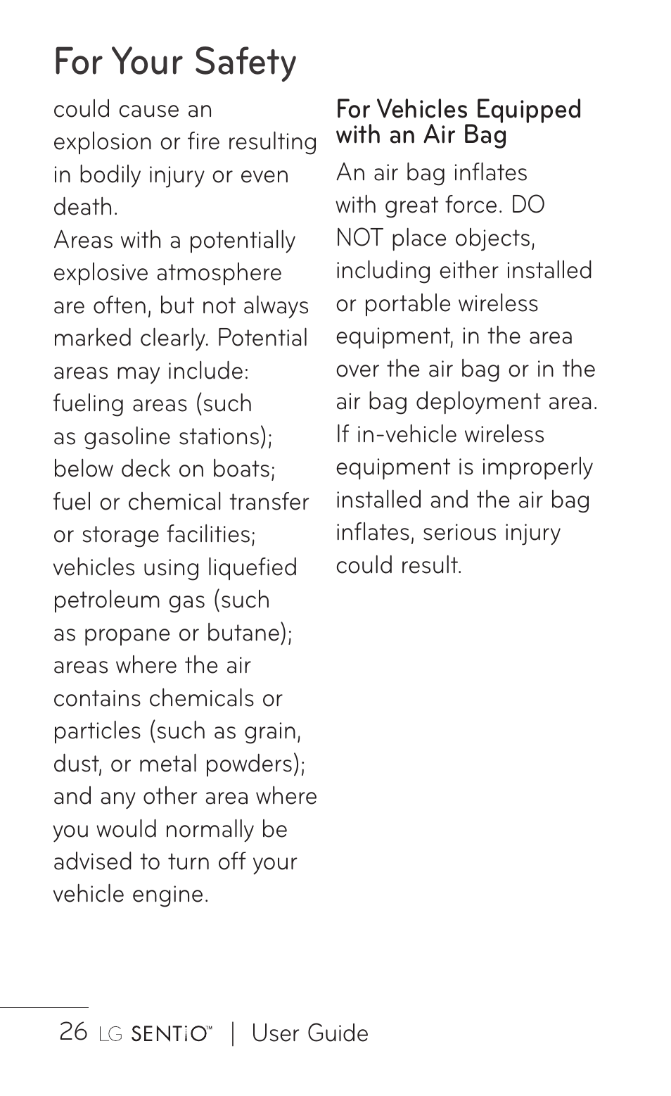 For your safety | LG GS505NV User Manual | Page 28 / 253