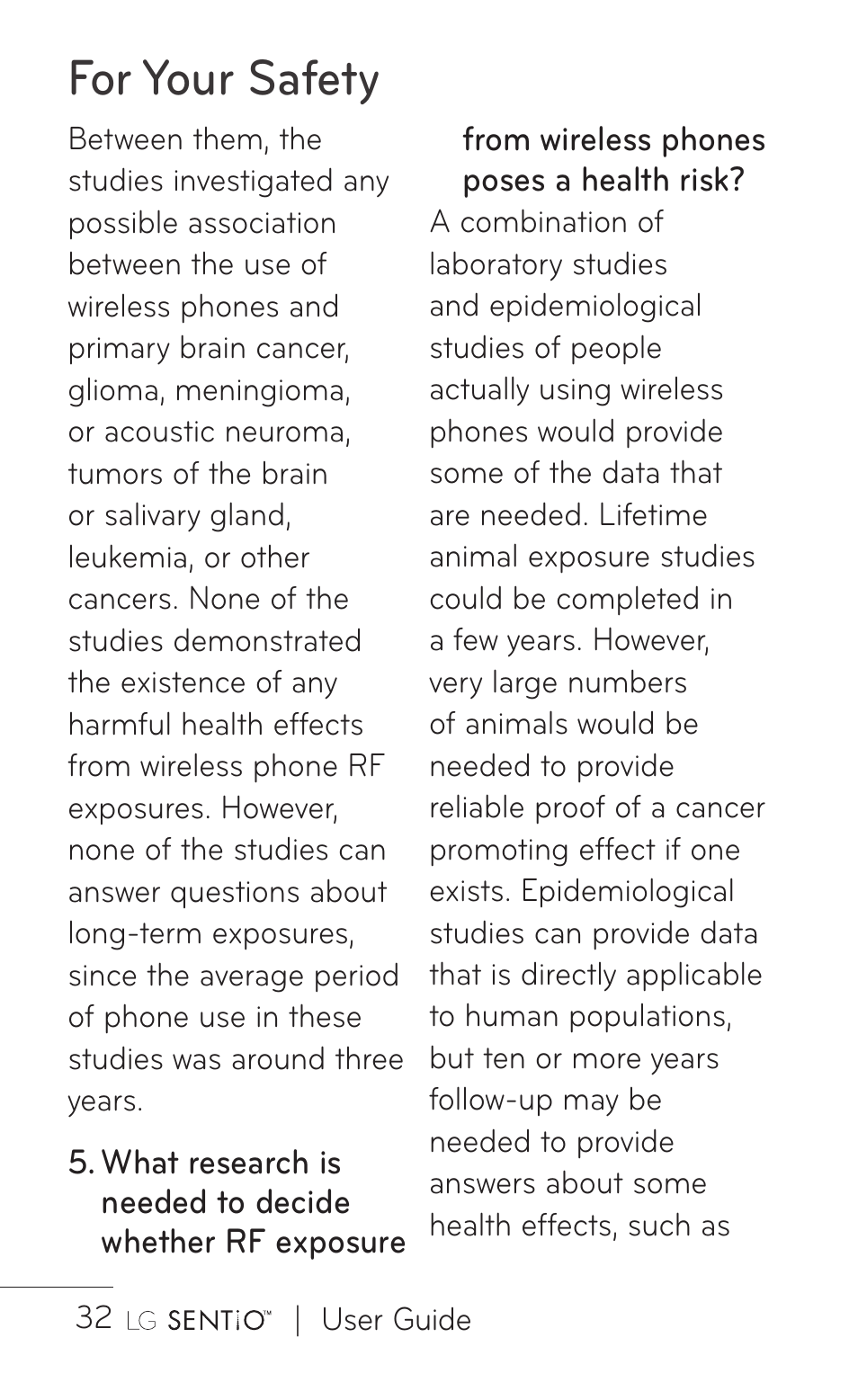 For your safety | LG GS505NV User Manual | Page 34 / 253