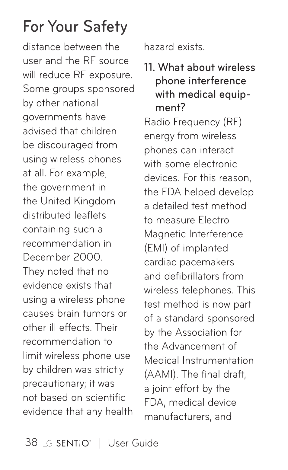 For your safety | LG GS505NV User Manual | Page 40 / 253