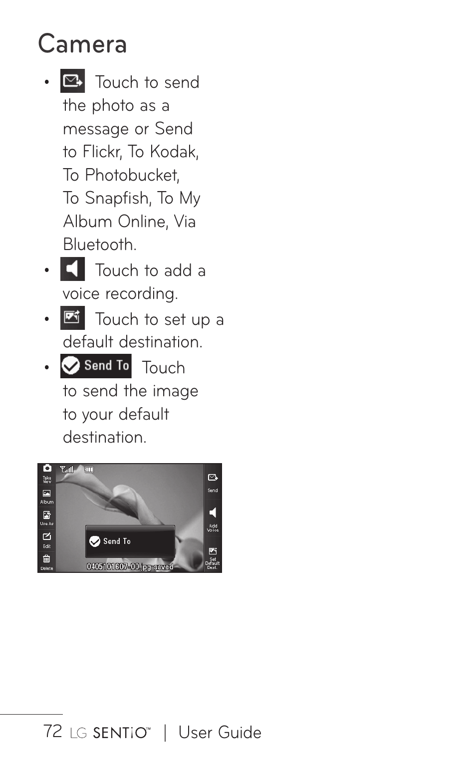 Camera | LG GS505NV User Manual | Page 74 / 253