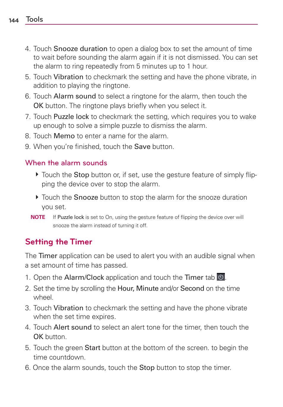 Setting the timer | LG MS770 User Manual | Page 146 / 190