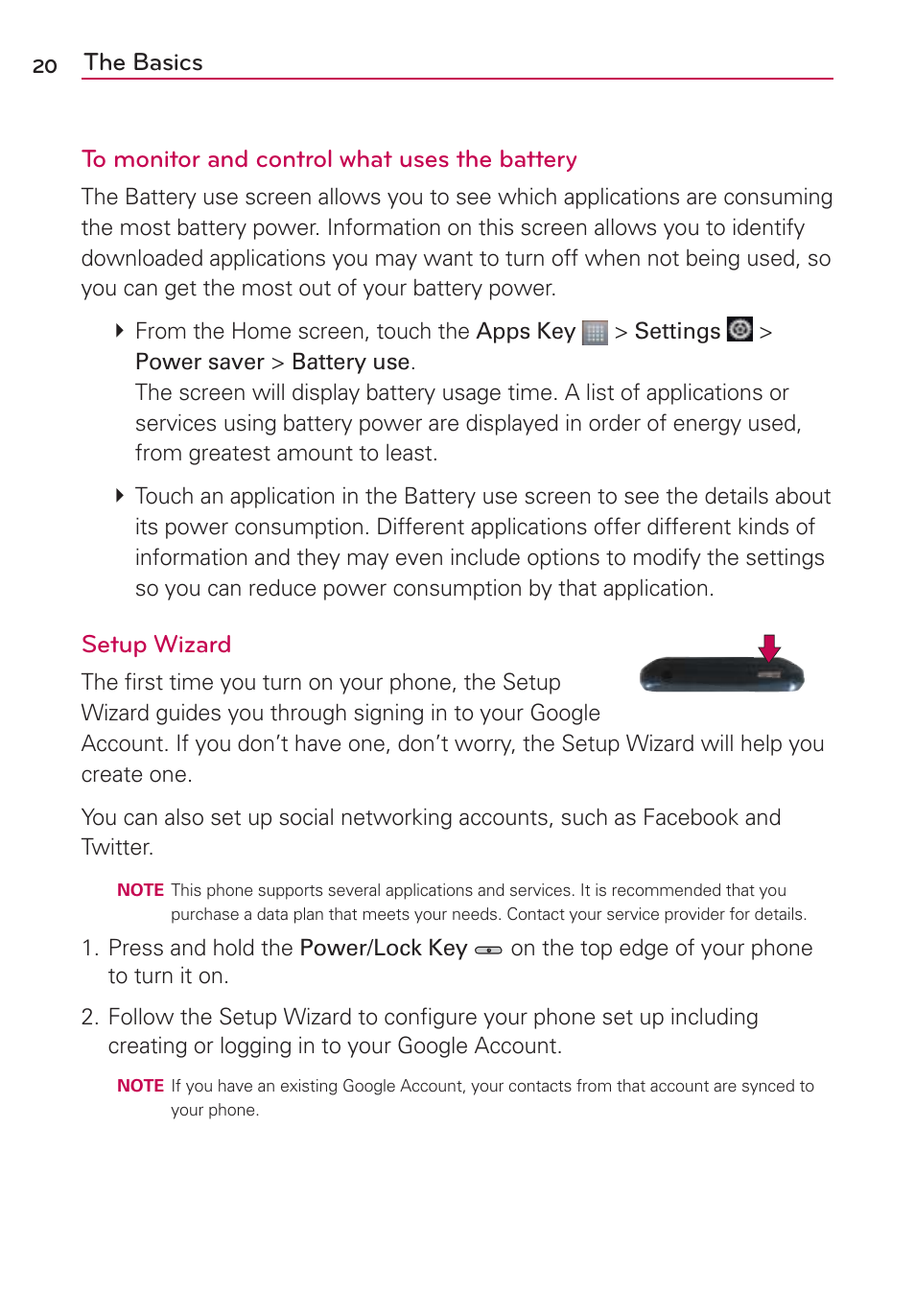 Setup wizard | LG MS770 User Manual | Page 22 / 190