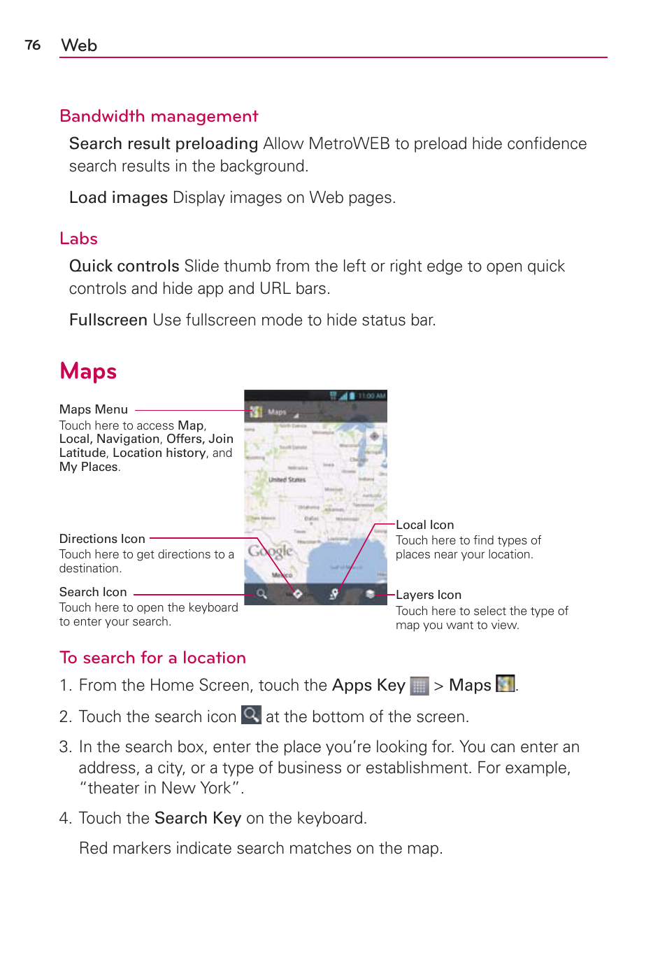 Maps | LG MS770 User Manual | Page 78 / 190