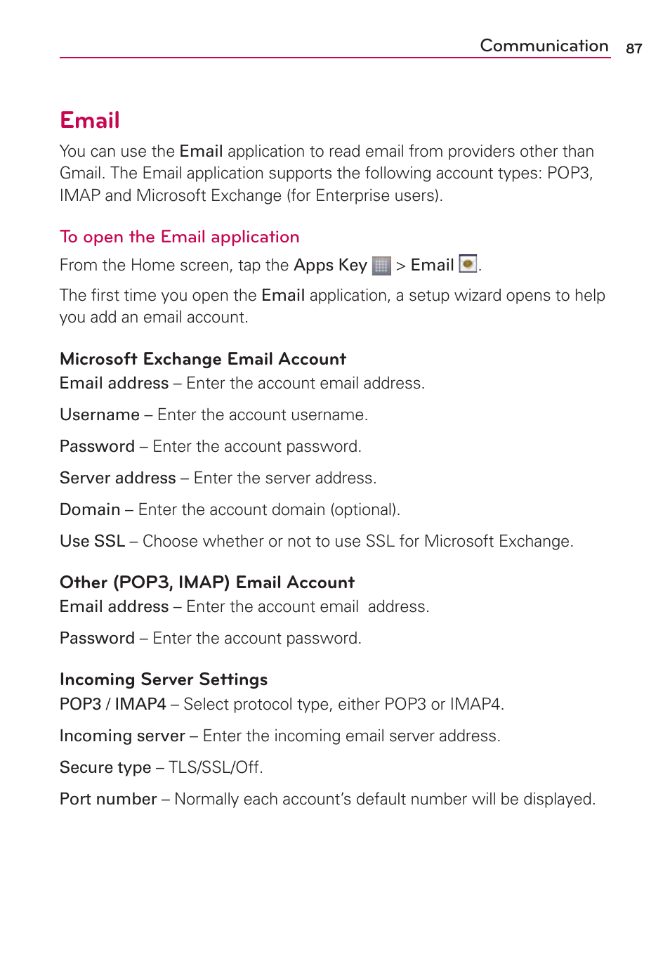 Email | LG MS770 User Manual | Page 89 / 190