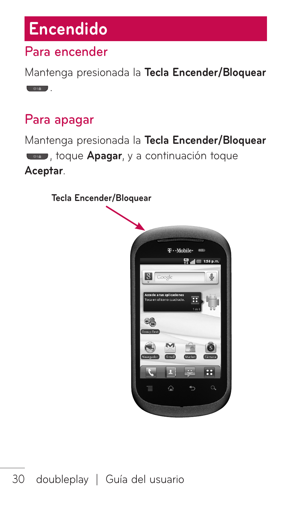 Encendido, Para encender, Para apagar | LG C729 User Manual | Page 226 / 412