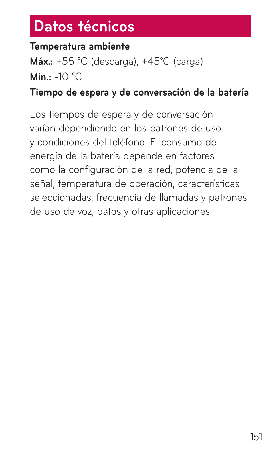 Datos técnicos | LG C729 User Manual | Page 347 / 412