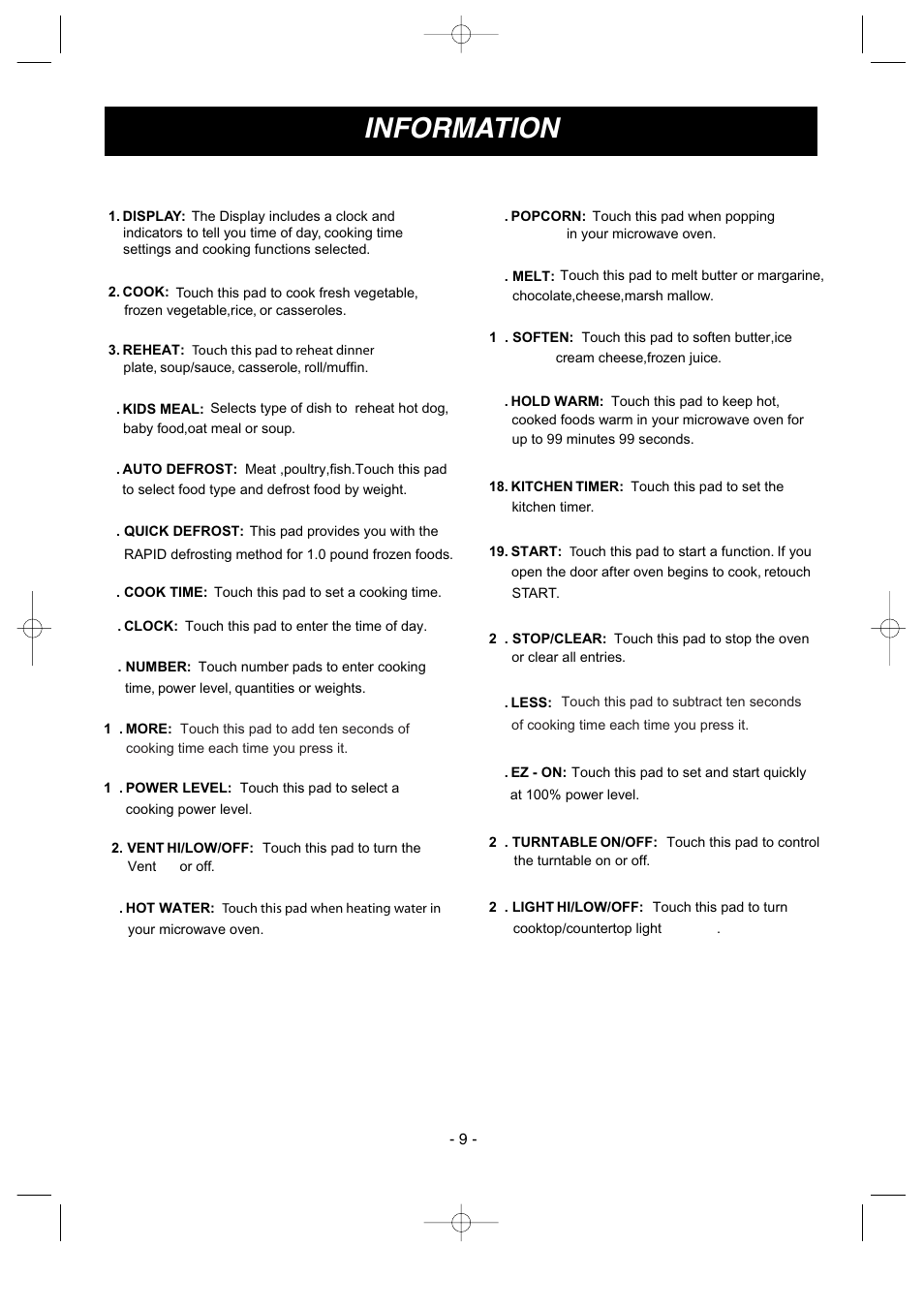 Information | LG LMV1630ST User Manual | Page 9 / 30